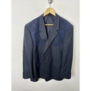 Dallas Men 46 Regular Blue Western Blazer Sports Coat Cowboy No Button (removed)